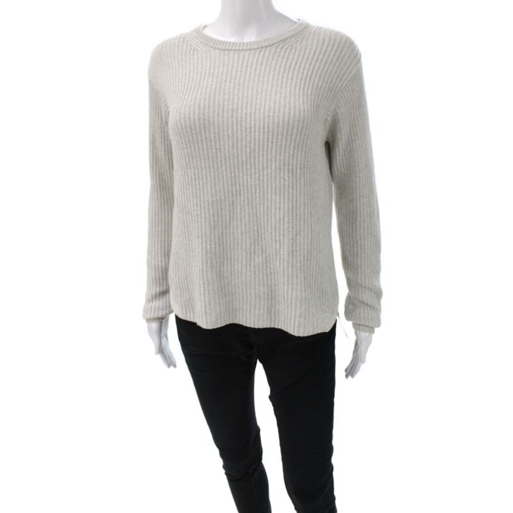Theory Womens Pullover Sweater Gray Cashcotton Crew Neck Long Sleeve Size PP